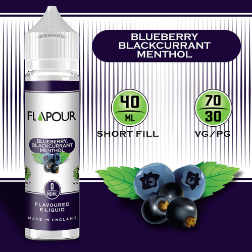 Flapour, Blueberry Blackcurrant Menthol VG70 PG30 - 0mg, E-Liquids, Shortfill, MTL Shortfills