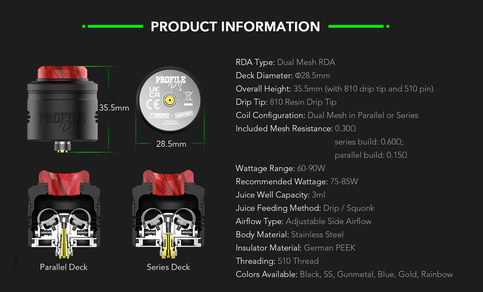 Wotofo Profile PS Dual Mesh RDA 28mm 3ml