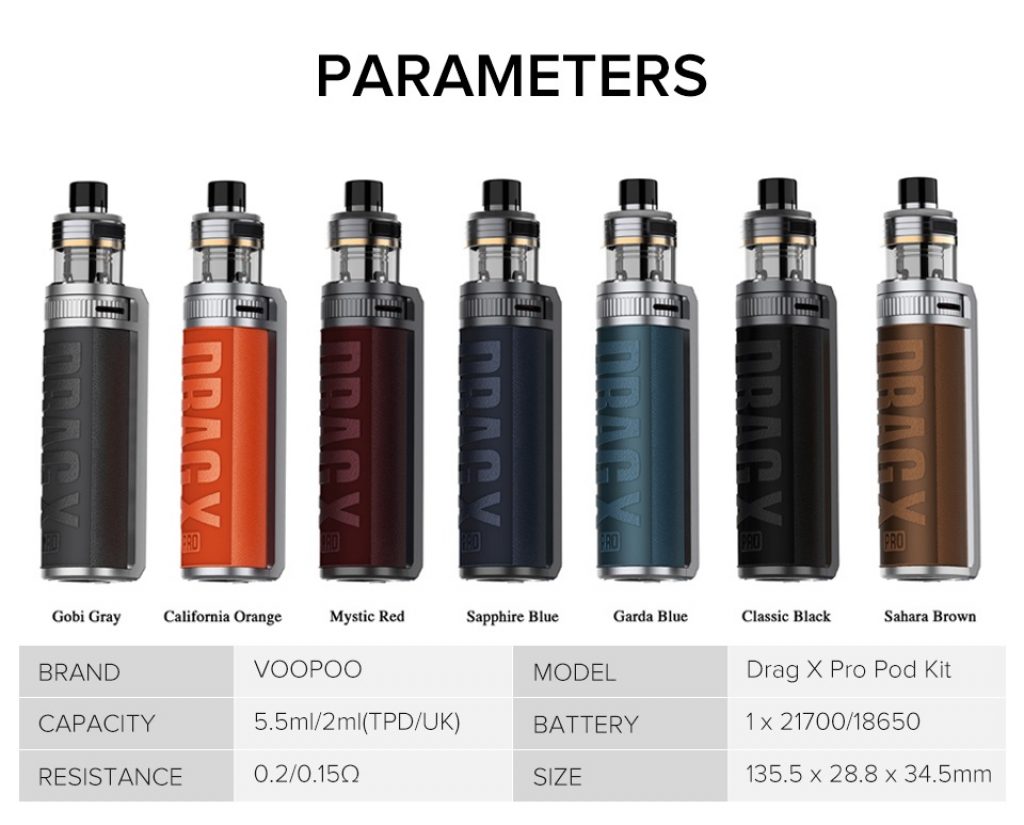 Voopoo Drag X Pro 3000 MaH colors