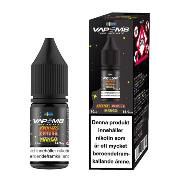 VapeM8 E-Juice - Ananas Persika Mango 10ml 14.9mg Nic Salt