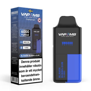 VapeM8-VM6000-14-9mg-disposable-vape-blabar-bubbelgum blueberry bubblegum 6000 puffs