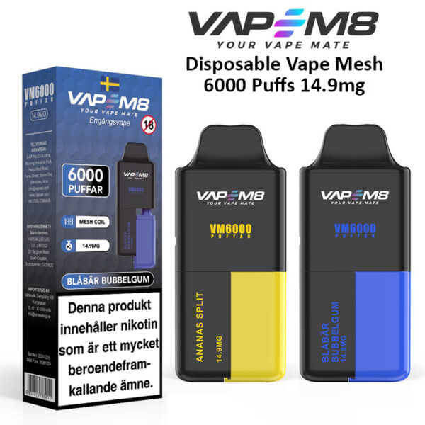 VapeM8-VM6000-14mg-disposable-vape-with 6000 puffs sweden