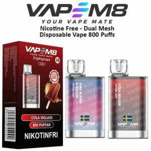 VapeM8-Crystal-Box-Dual-Mesh-nicotine free disposable vape